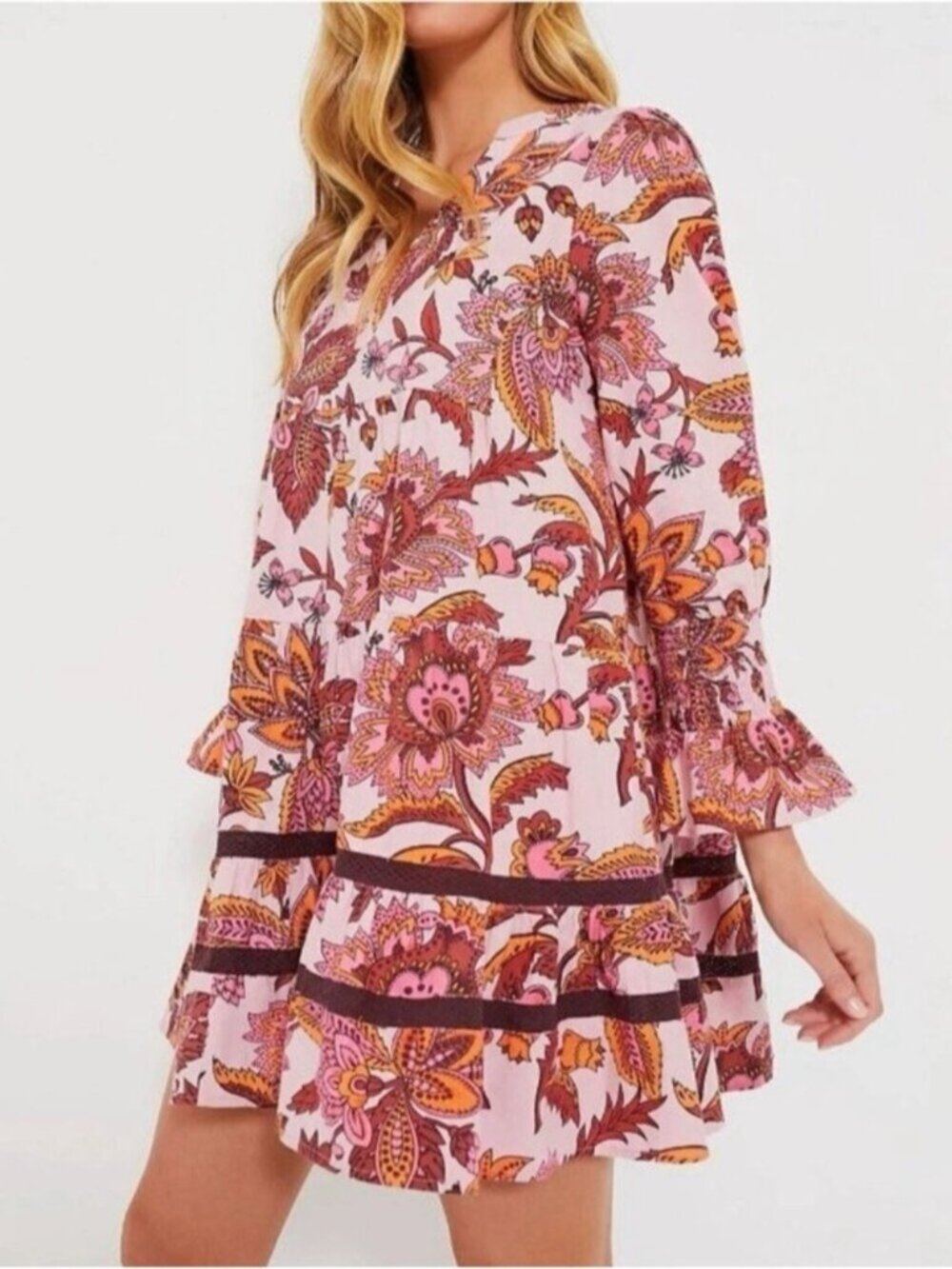 Tuckernuck Sunset Chintz Kenzo Beach Coverup Floral Mini Dress Pink S